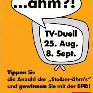 Plakat der Erftkreis-SPD zum TV-Duell von Schröder und Stoiber